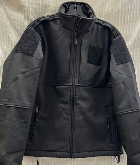 SOFTSHELL  JACKET WITH FEMALE VELCRO SEWN ON TO BE USED WITH VELCRO PATCHES.